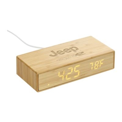 4xe Bamboo Wireless Charging Clock