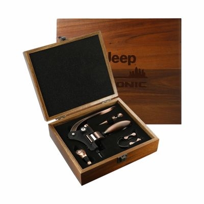 Iconic Wood & Metal Wine Set