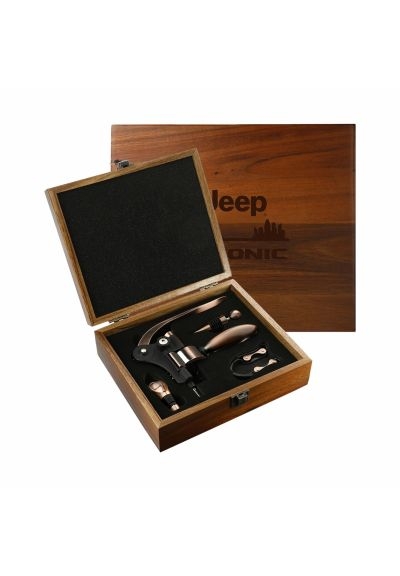 Iconic Wood & Metal Wine Set